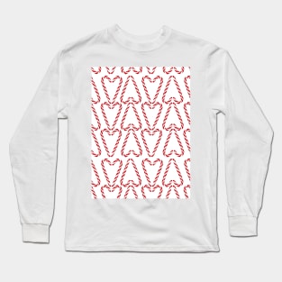 Candy Cane Hearts on white Long Sleeve T-Shirt